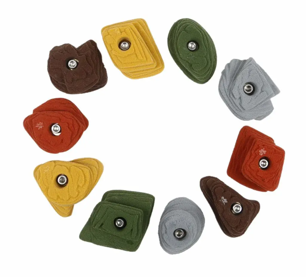 Crimps, idoor climbing holds used for bouldering