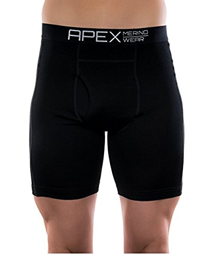 Apex Men's Merino Wool Boxer Briefs Moisture-Wicking Performance Underwear