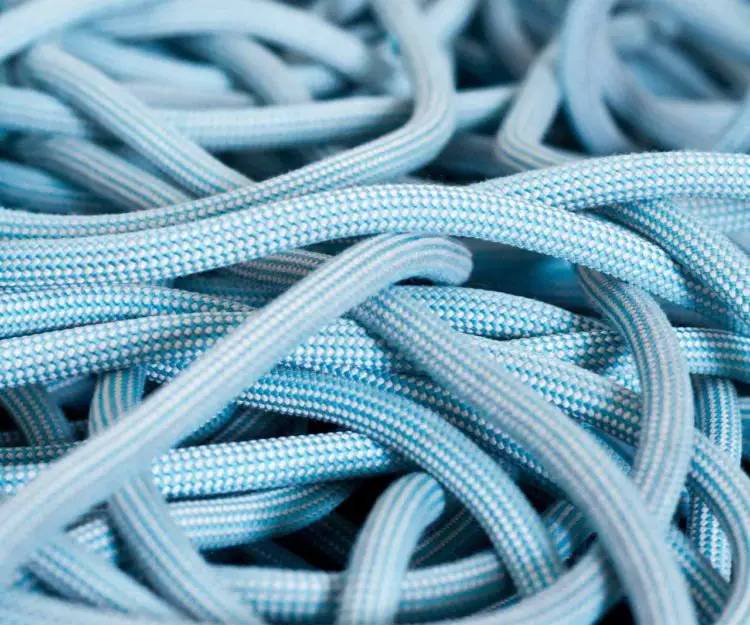 bright blue climbing rope